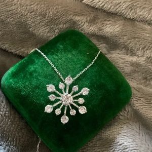 Sterling silver and Cubic Zirconia Snowflake pendant on a delicate chain